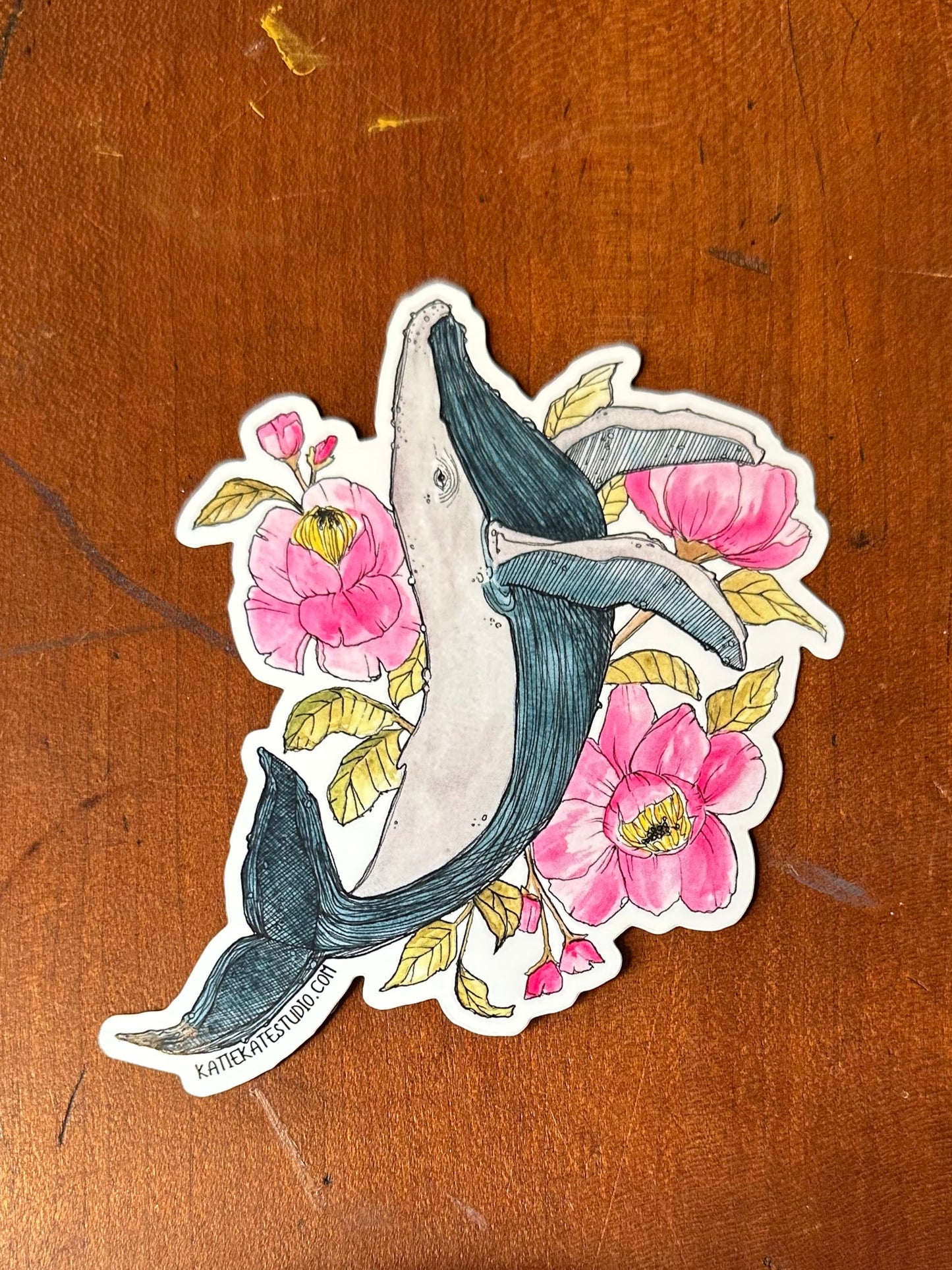 Whale in Flowers, Sticker