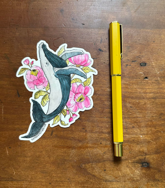 Whale in Flowers, Sticker