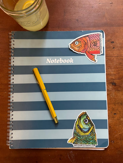 Blue Green Fish Head, Sticker